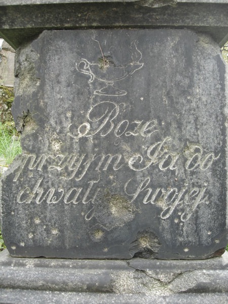 Inscription on the gravestone of Kazimiera Balińska, Na Rossie cemetery in Vilnius, as of 2013