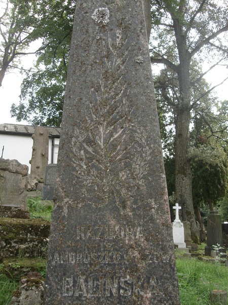 Inskrypcja nagrobka Kazimiery Balińskiej, cmentarz Na Rossie w Wilnie, stan z 2013