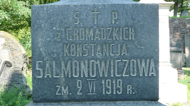 Fragment of the tombstone of Konstancja Salmonowicz from the Ross Cemetery in Vilnius, as of 2013.