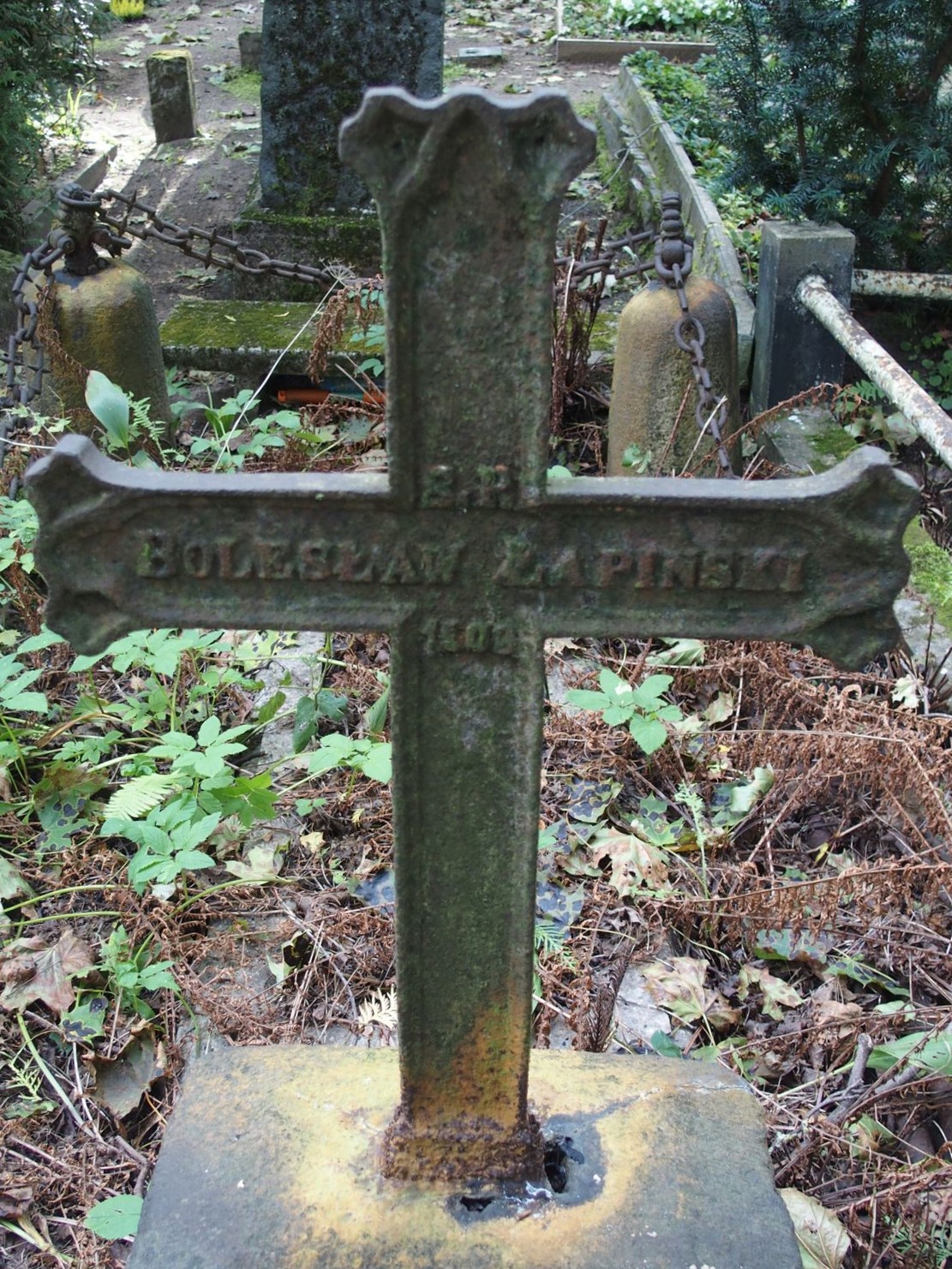 Fragment of the tombstone of Boleslaw Lapinski, St Michael's cemetery in Riga, as of 2021.