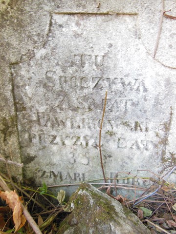 Fragment nagrobka Jozafata Pawlikowskiego, cmentarz w Tarnopolu, stan z 2016 roku