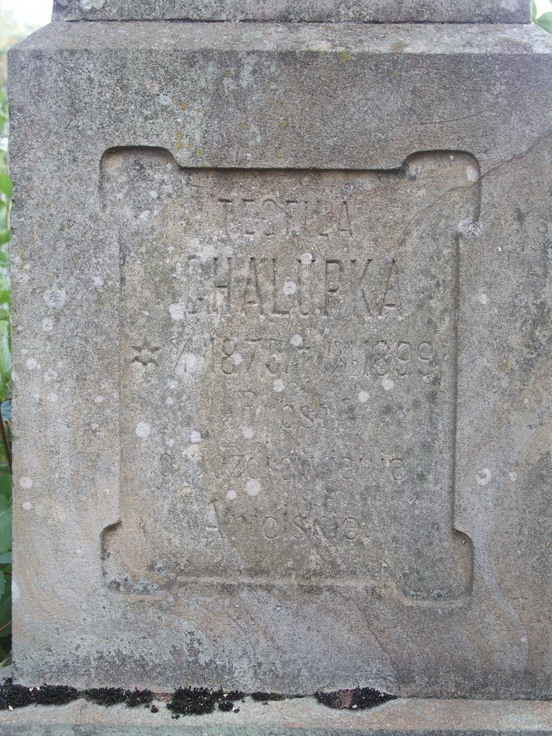 Fragment nagrobka Teofili Chalupki, cmentarz w Tarnopolu, stan z 2016 r.
