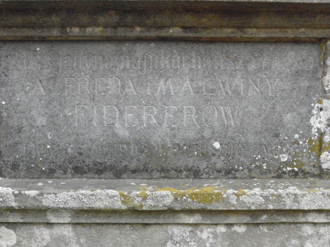 Fragment grobowca Lidii Fiderer, cmentarz w Tarnopolu, stan z 2016 r.