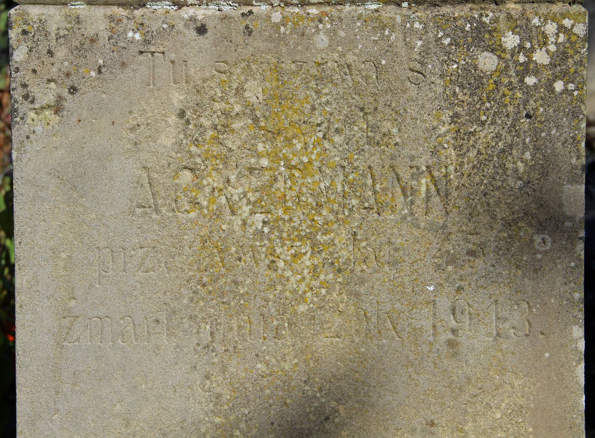 Fragment of the tombstone of Karl Ackermann, Ternopil cemetery, state of 2016