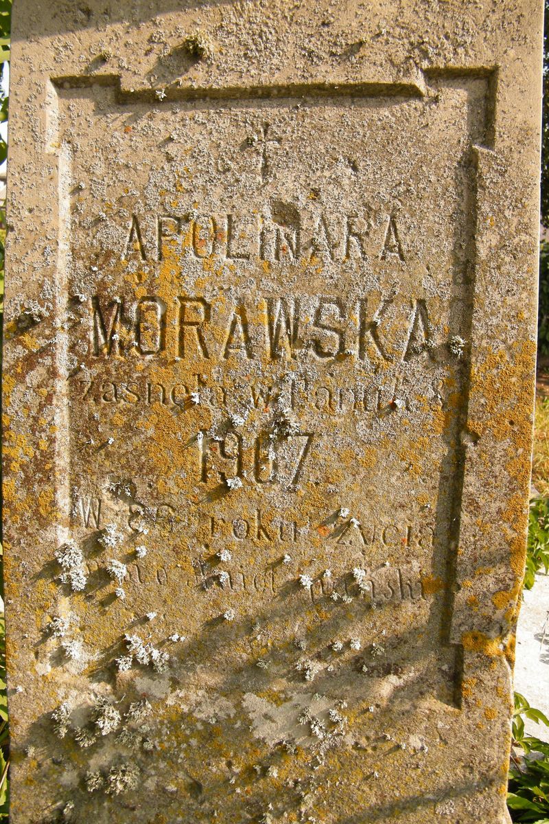 Fragment of Apolinary Morawska's tombstone, Na Rossie cemetery in Vilnius, as of 2016.