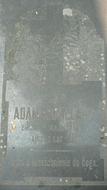Fragment of Adam Chmielarz's tombstone from the Ross Cemetery in Vilnius, as of 2013.