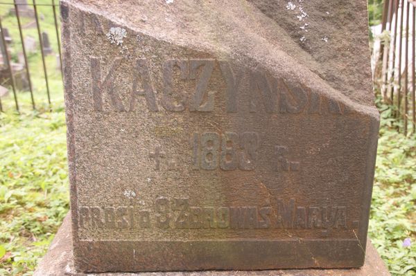 Inskrypcja nagrobka Napoleona Kaczyńskiego, cmentarz Na Rossie w Wilnie, stan z 2013