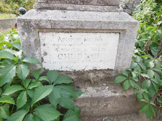 Fragment of the tombstone of Antonina Klotylda Chuda from the cemeteries of the former Ternopil district, as of 2016.