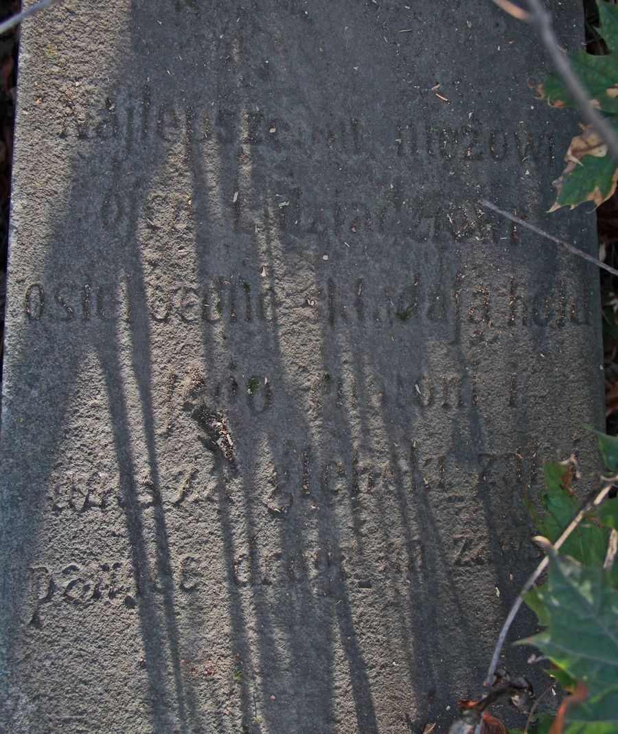 Fragment of the tombstone of Karol Zakrzewski, Ternopil cemetery, 2016 status