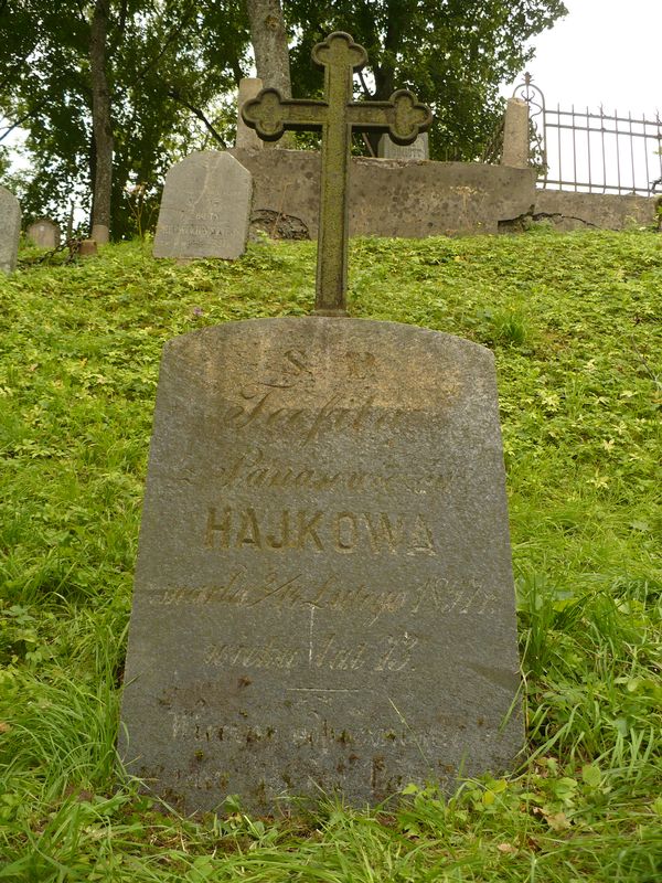 Tombstone of Teofila Hajko, Na Rossie cemetery in Vilnius, as of 2013