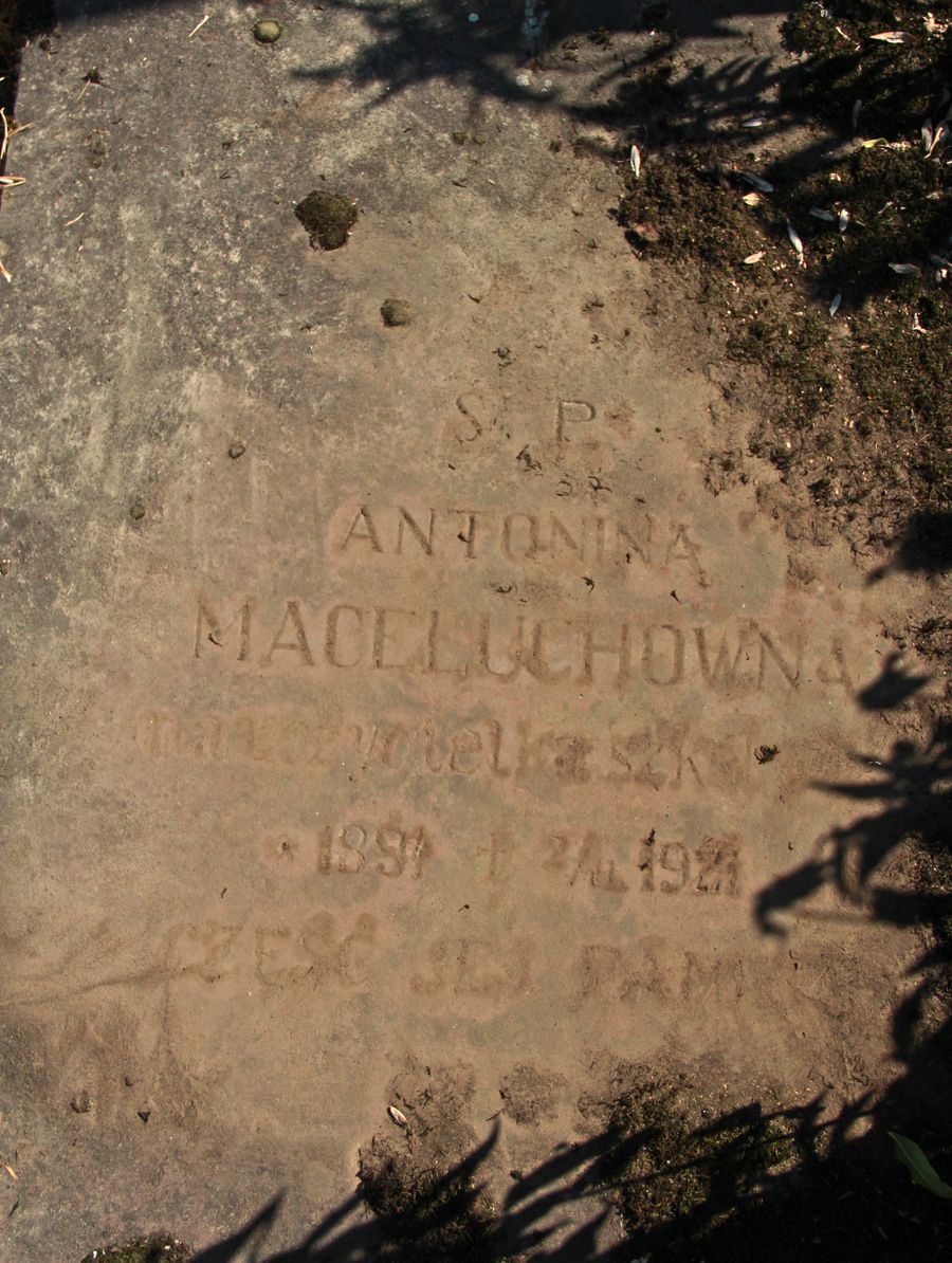 Fragment nagrobka Antoniny Maceluch, cmentarz w Tarnopolu, stan z 2016
