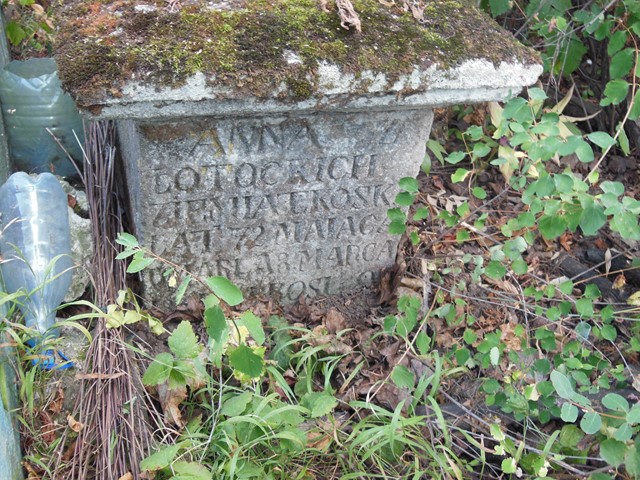 Fragment nagrobka Anny Ziemniałkowskiej, cmentarz w Tarnopolu, stan z 2016 roku