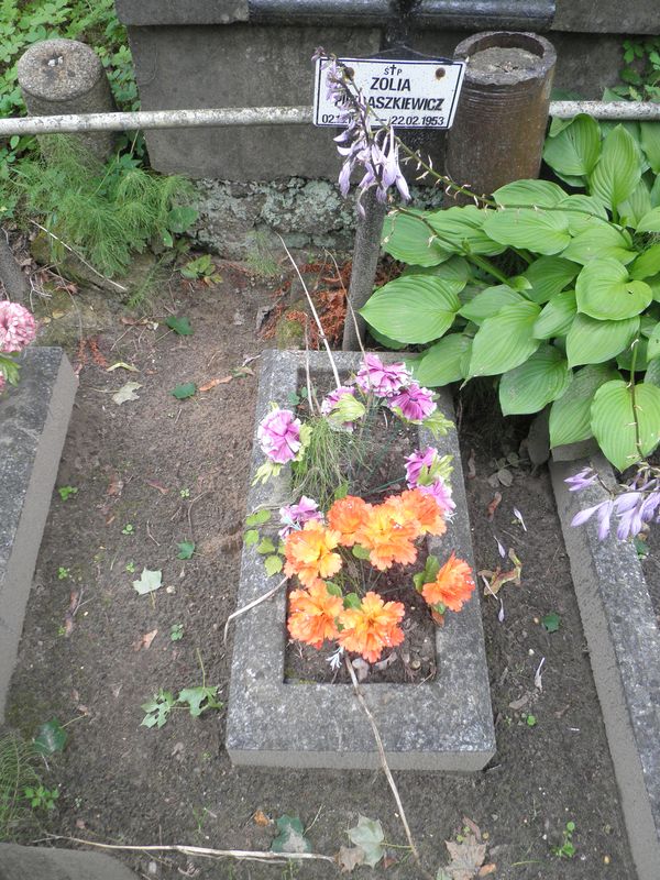 Nagrobek Zofii Pietraszkiewicz, cmentarz na Rossie w Wilnie, stan na 2013 r.