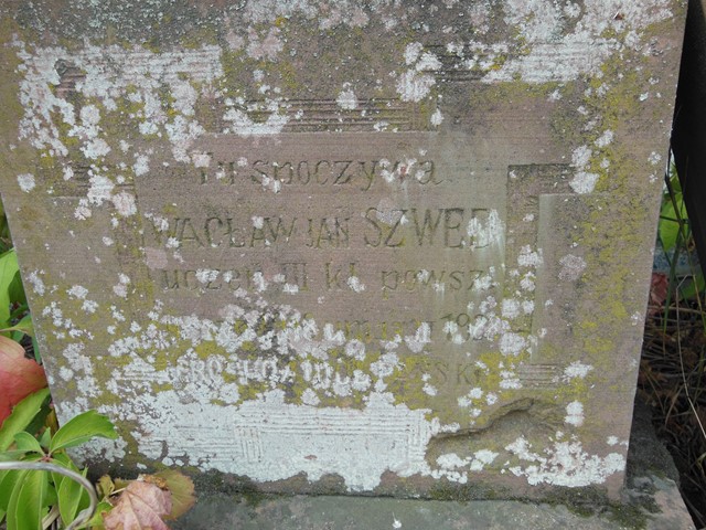 Fragment of the tombstone of Waclaw Szwed, Ternopil cemetery, as of 2016