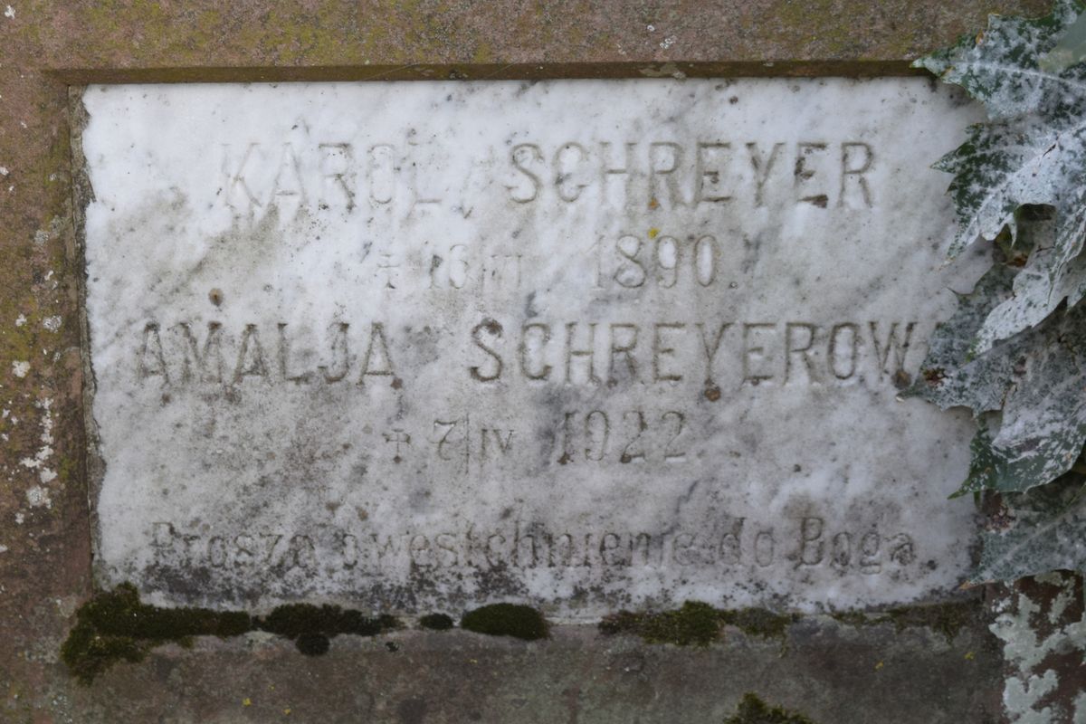 Tombstone of Emilia and Karol Shreyer, Ternopil cemetery, state of 2016