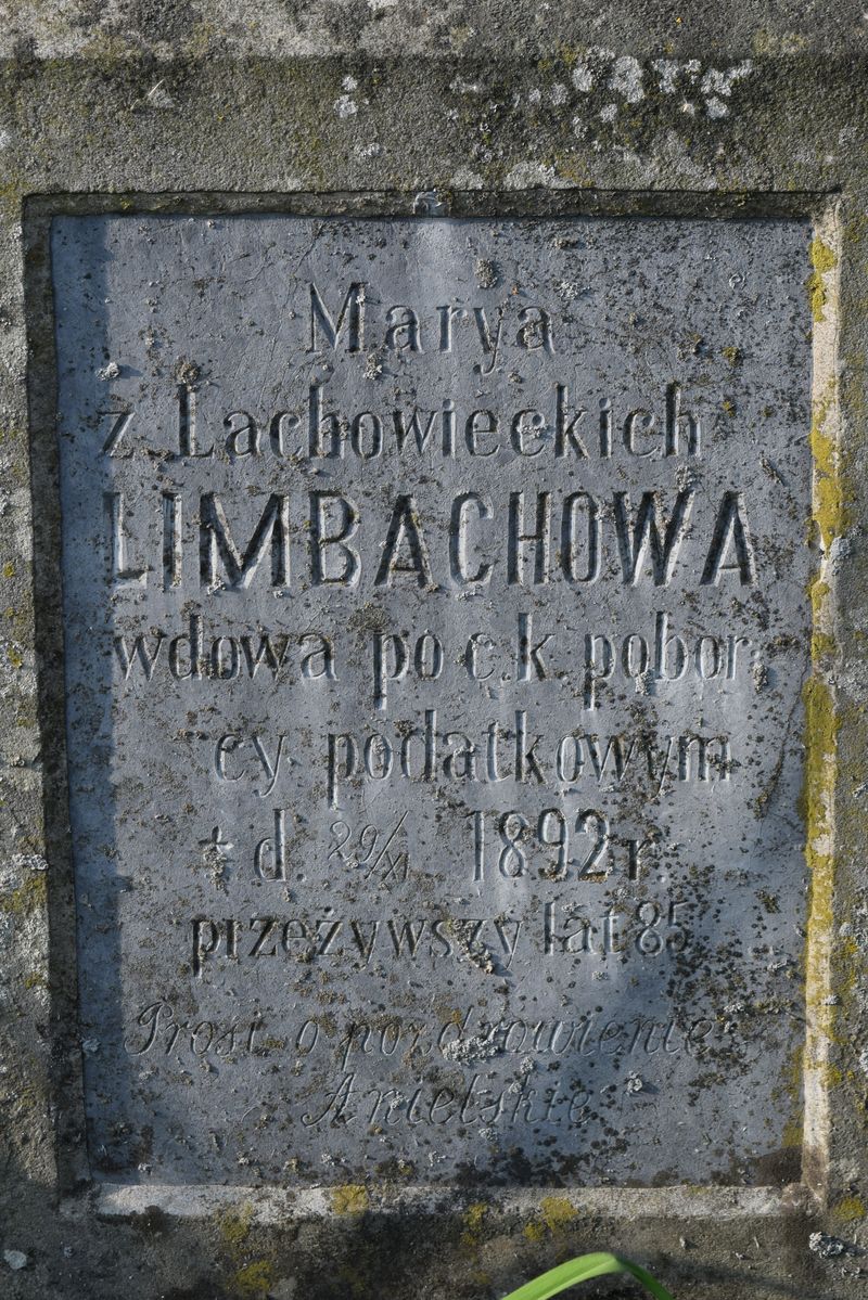 Nagrobek Marii Limbachowej, cmentarz w Tarnopolu, stan z 2016
