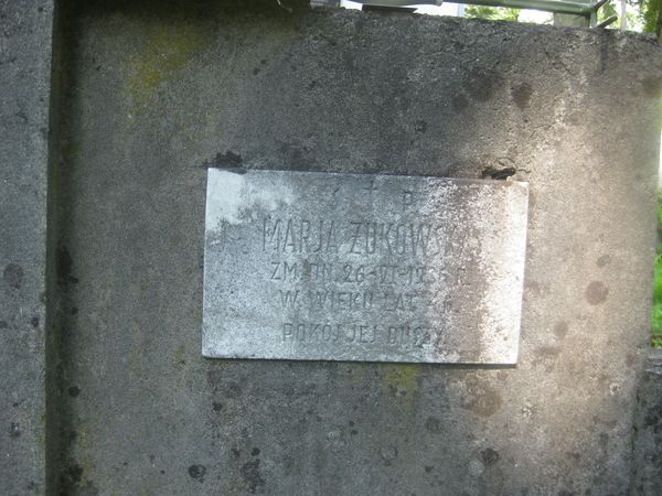 Gravestone inscription of Bronisława and Maria Żukowski, , Na Rossie cemetery in Vilnius, as of 2013