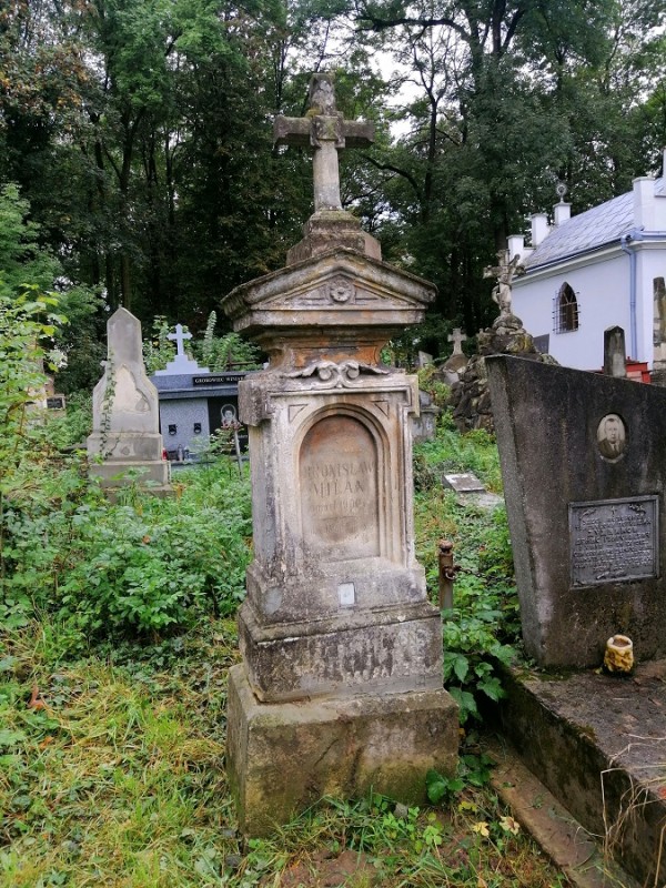 Drohobych municipal cemetery on Truskavetska Street, gravestone of Bronislav Milan