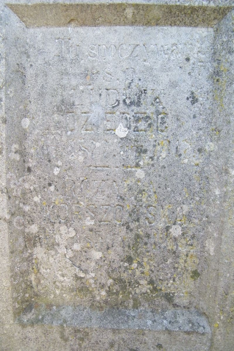 Fragment of the tombstone of Ludwik Dziedzic and Rozalia Korszowska, Ternopil cemetery, as of 2016.