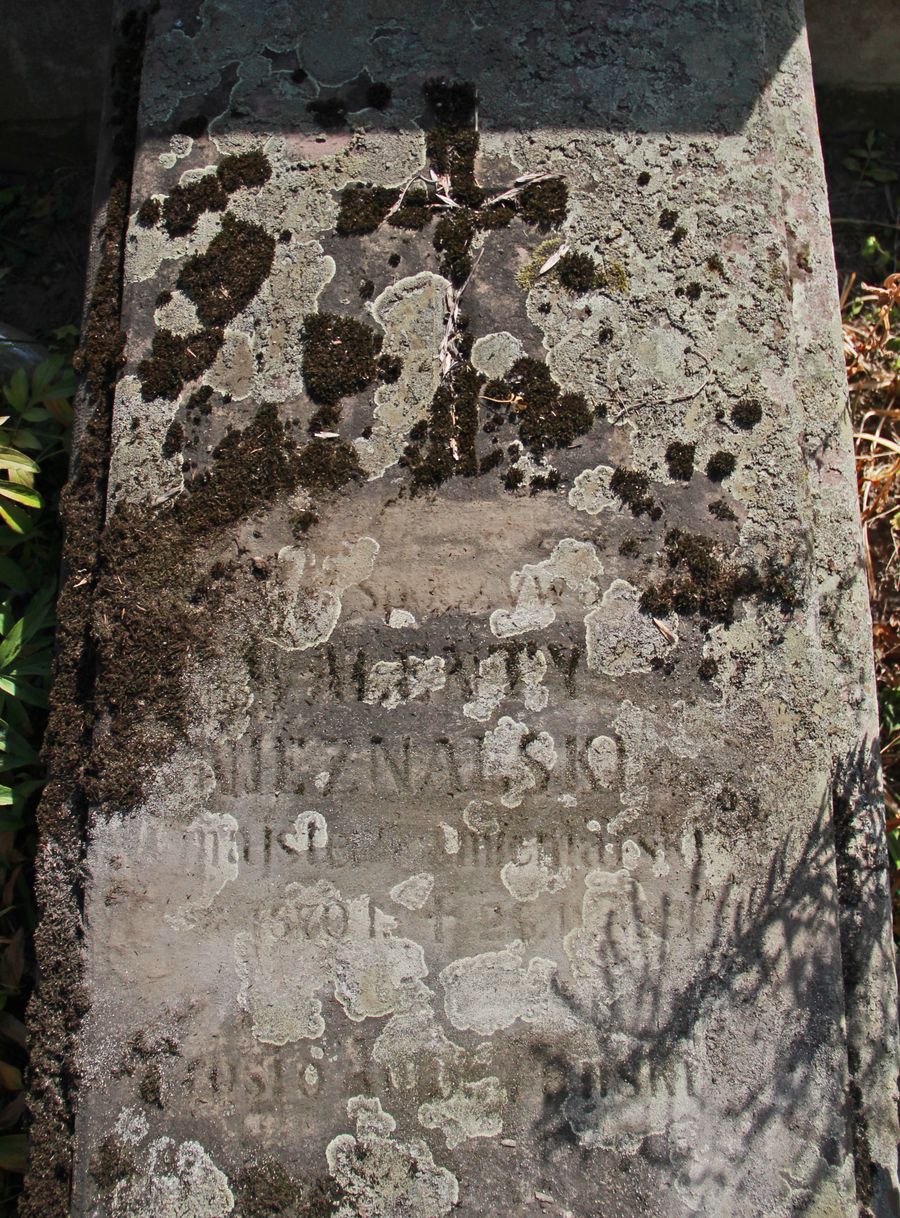 Fragment of the tombstone of Valente Nieznalski, Ternopil cemetery, 2016 status