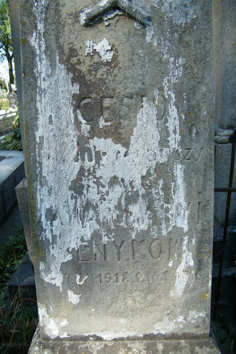 Fragment of a tombstone of Czeslaw Senyk, Ternopil cemetery, 2016 status