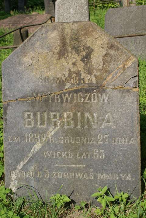Maria Burbina's tombstone, Ross cemetery in Vilnius, as of 2013.