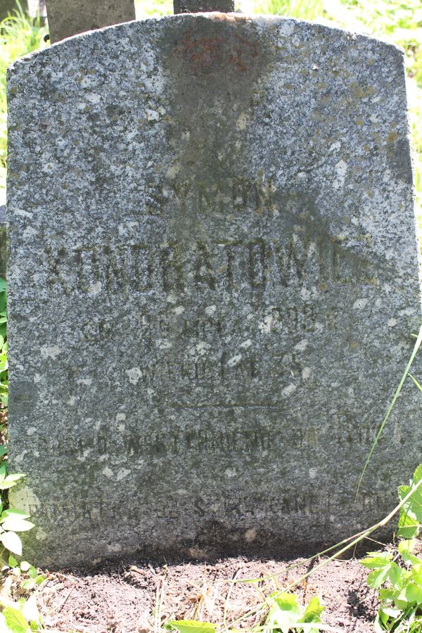Inscription from the gravestone of Szymon Kondratowicz, Na Rossie cemetery in Vilnius, as of 2013