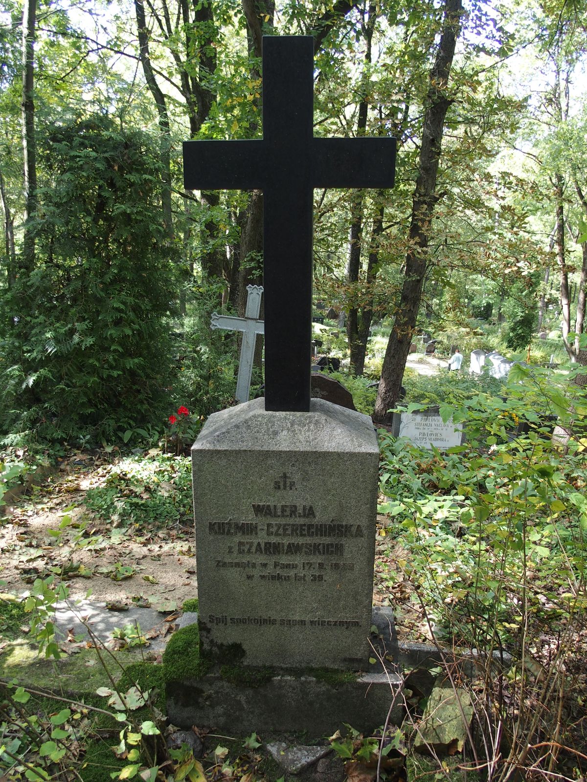 Tombstone of Valeria Kuzmin-Czerechinskaya, St Michael's cemetery in Riga, as of 2021.