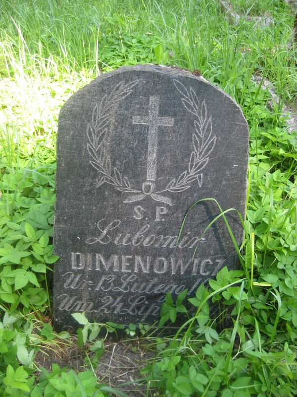 Tombstone of Lubomir Dimenovich, Na Rossa cemetery in Vilnius, state of 2013