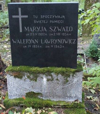 Nagrobek Waleriana Lawrynowicza i Marii Szwało, cmentarz św. Michała w Rydze, stan z 2021 r.