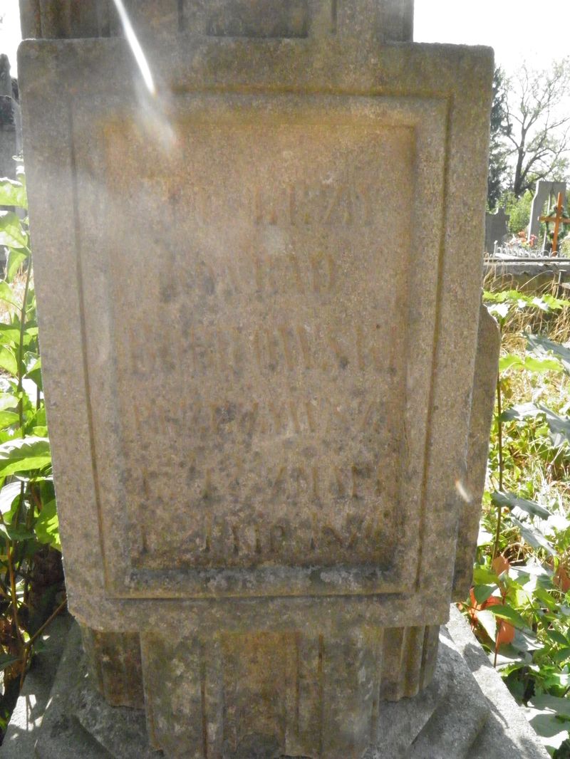 Inscription of the tombstone of Konrad Bobrowski, Ternopil cemetery, as of 2016