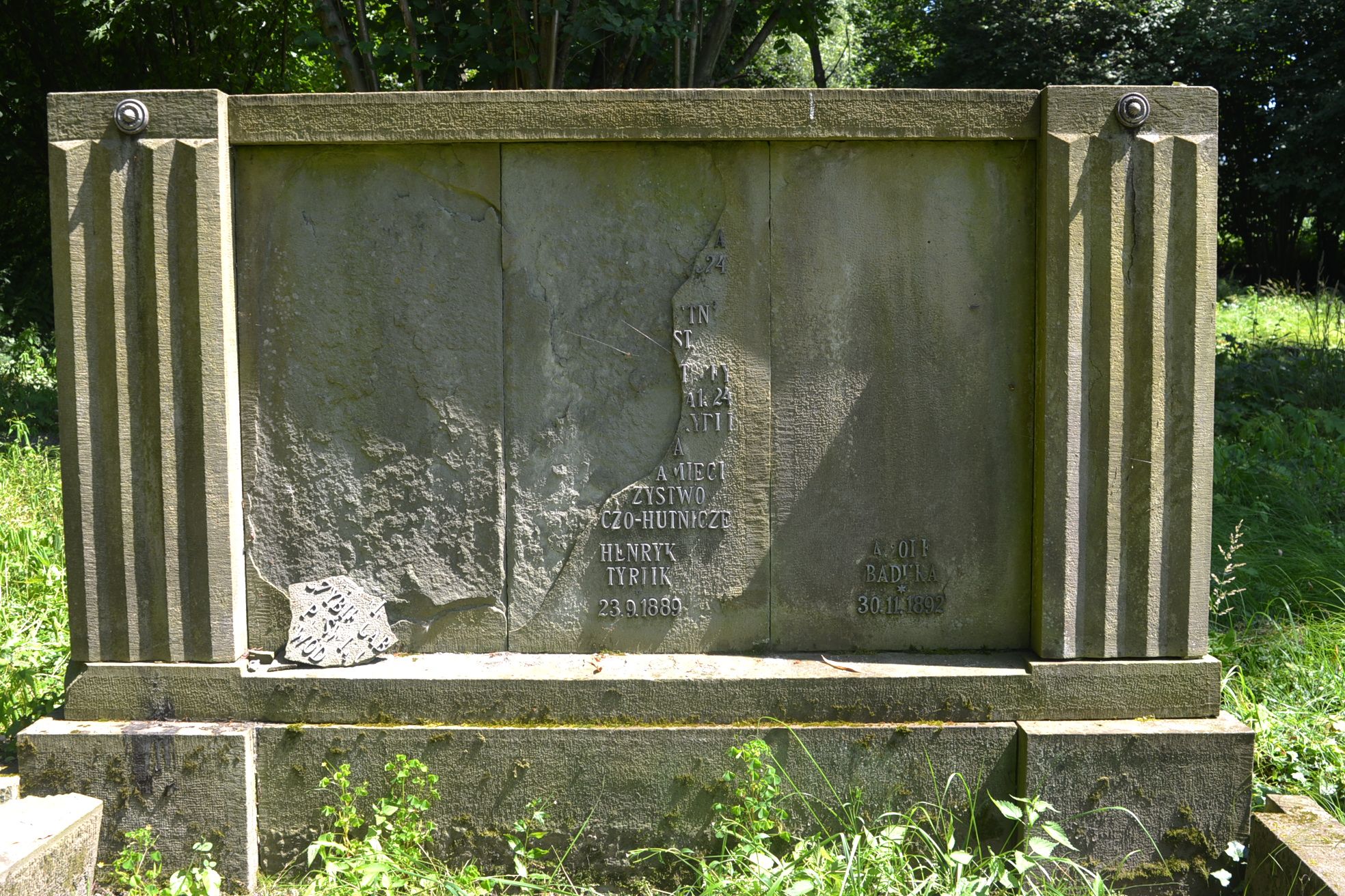 Tombstone of the mining accident victims Adolf Badura, Karol Dziadek and Henryk Tyrlik, cemetery in Karviná Mexico, Czech Republic, as of 2022