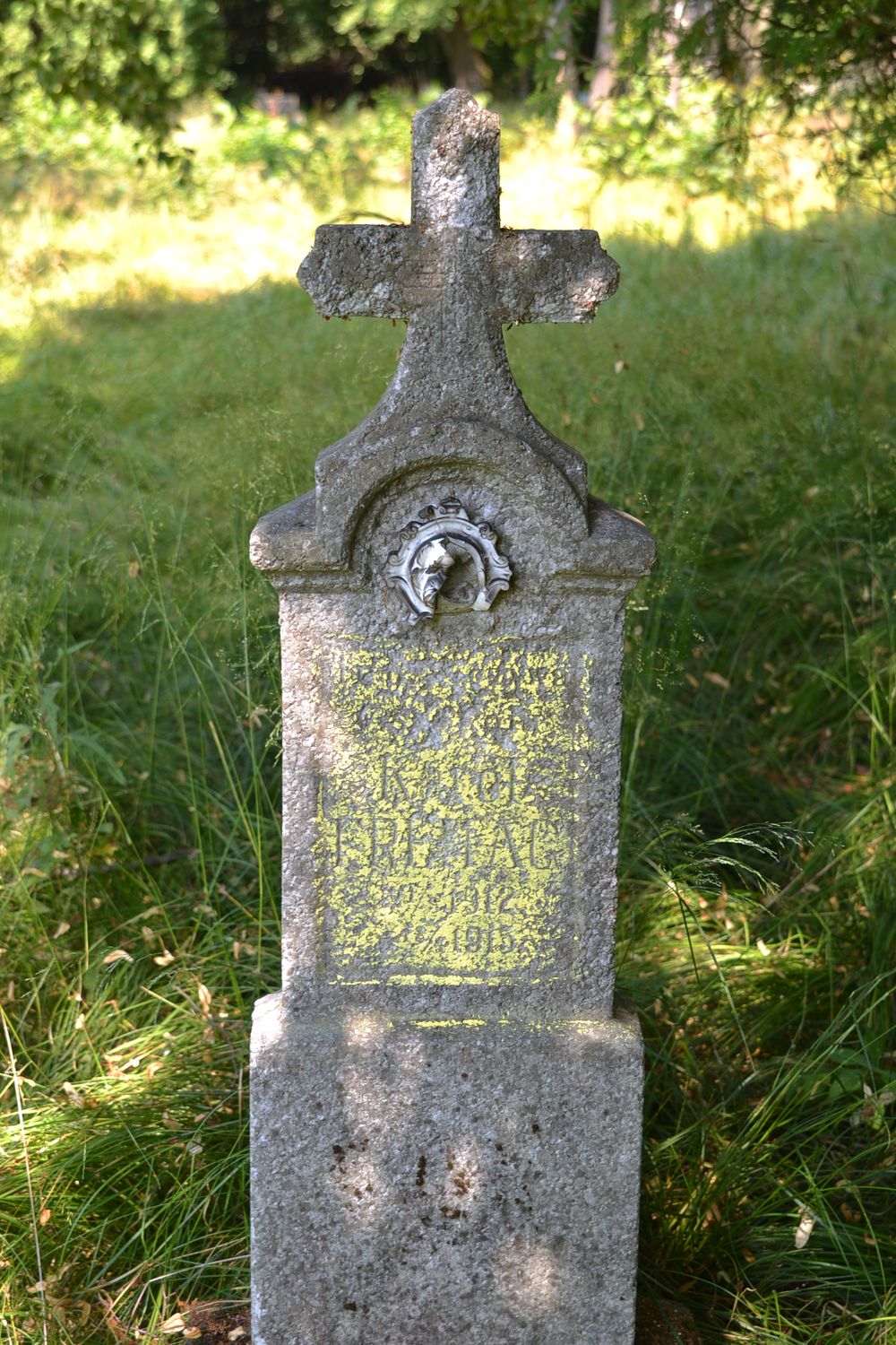 Inscription from the tombstone of Karol Freitag, cemetery in Karviná Mexico, Czech Republic, as of 2022