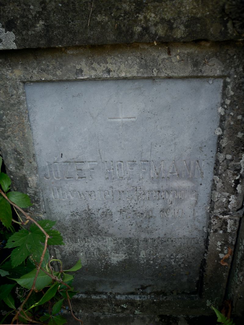 Fragment of the tomb of Julia Lopuszanska and Jozef and Zofia Hoffman, Ternopil cemetery, as of 2016.