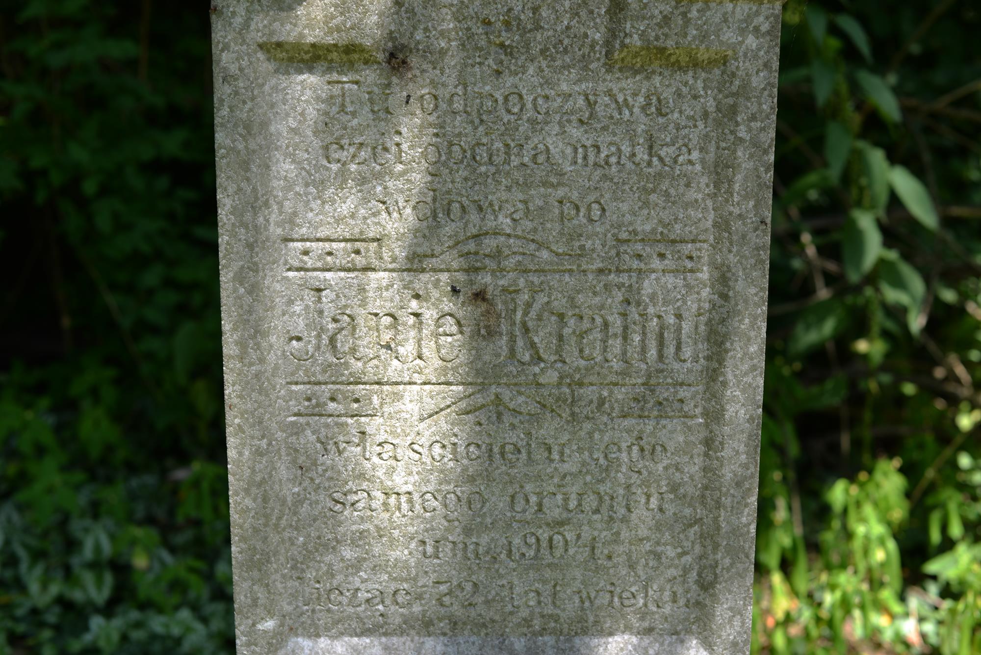 Fotografia przedstawiająca Gravestone of the widow Jan Krainu