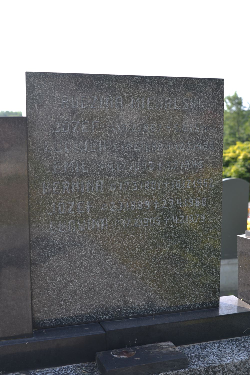 Inscription plaque of the tomb of the Michalski family, cemetery in Karviná Doły, Czech Republic, as of 2022