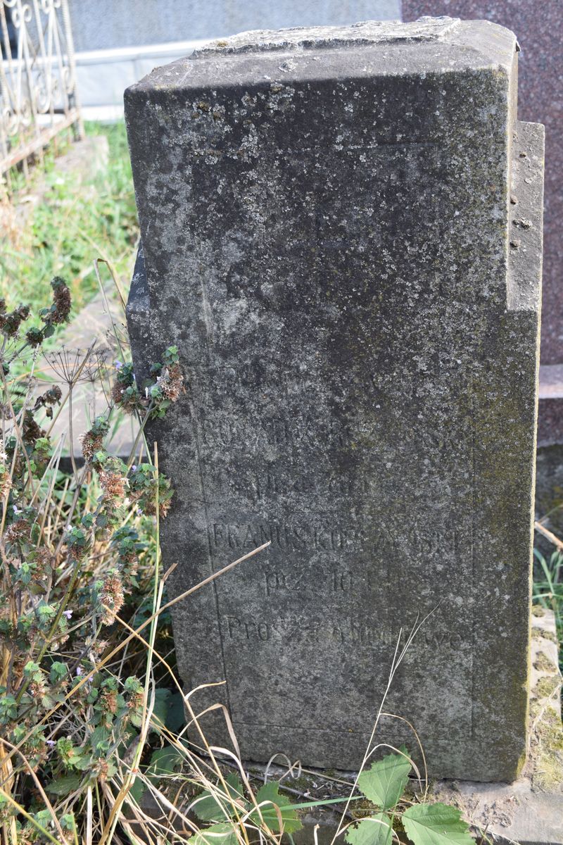 Tombstone of Franciszek and Roman Korczynski, fragment with inscription, Ternopil cemetery, pre-2016 state