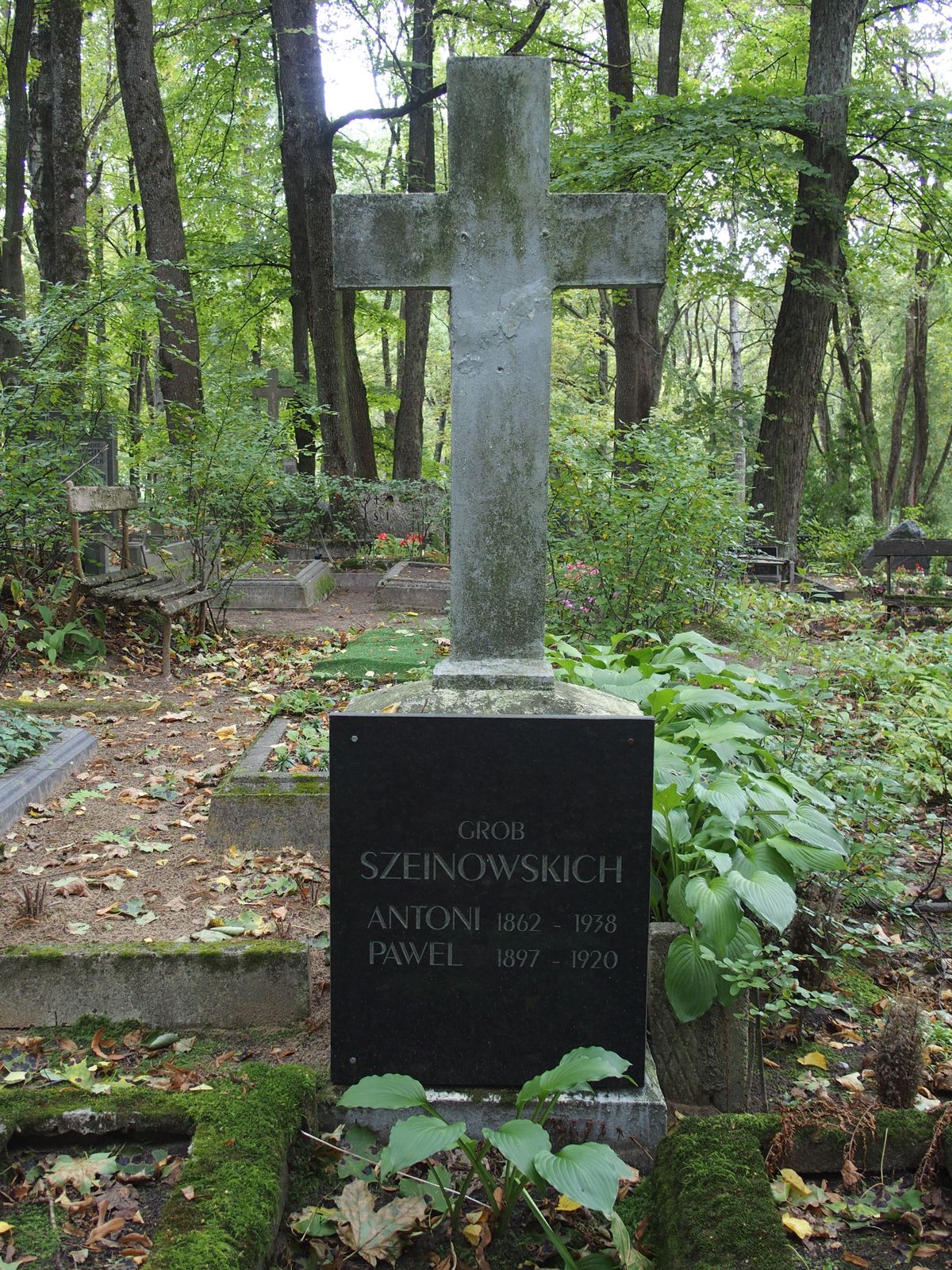 Tombstone of Antoni Szeinovsky and Pavel Szeinovsky, St Michael's cemetery in Riga, as of 2021.