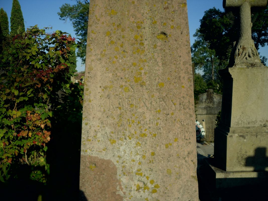 Fragment grobowca Jana Kapuścińskiego, cmentarz w Tarnopolu, stan z 2016 r.