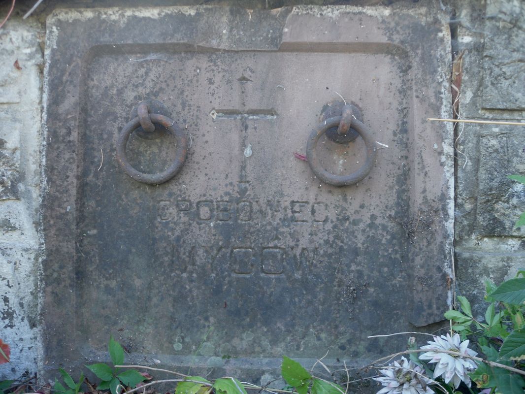 Fragment grobowca rodziny Myców, cmentarz w Tarnopolu, stan z 2016 r.