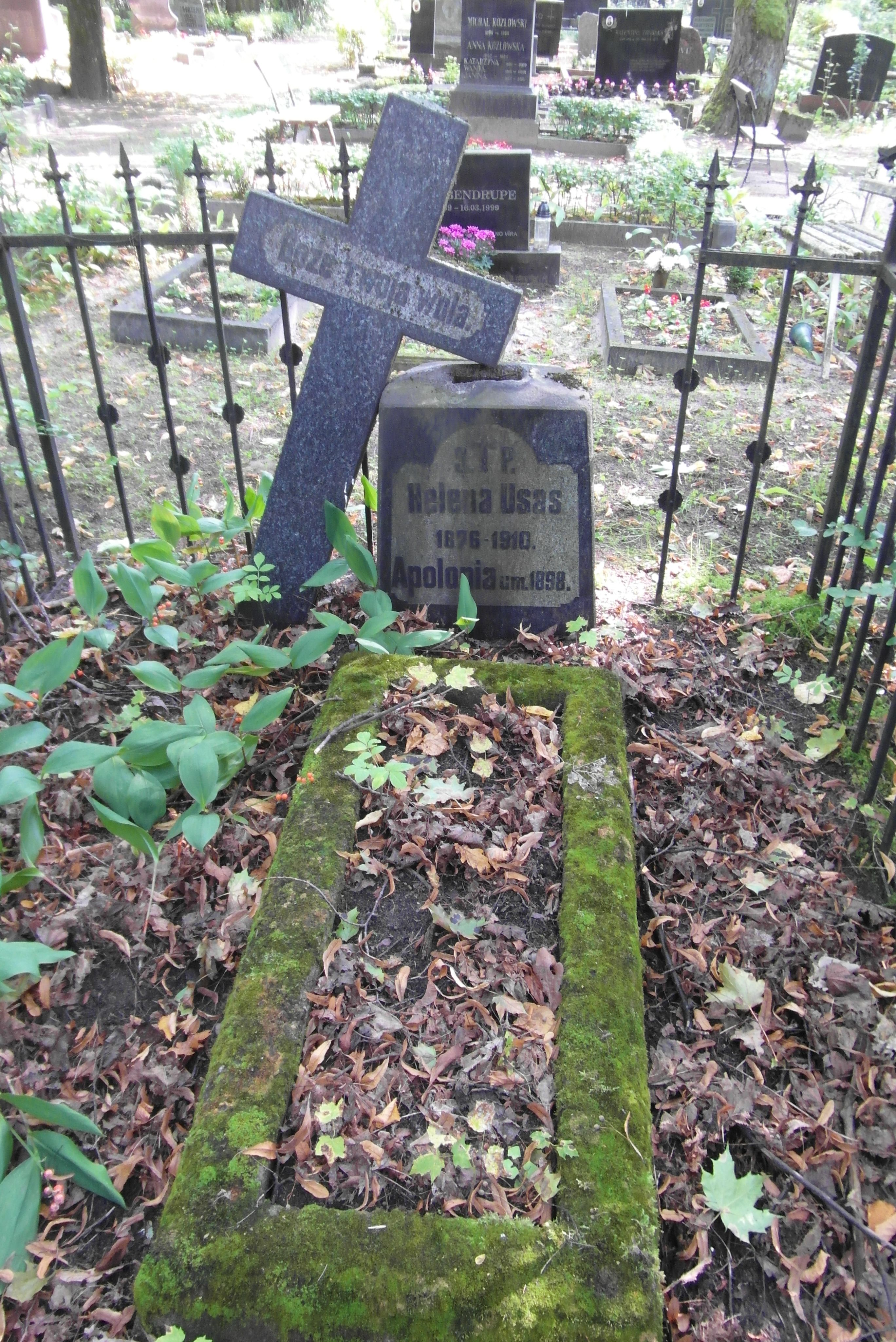 Tombstone of Apolonia, Helena Usas, St Michael's cemetery in Riga, as of 2021.