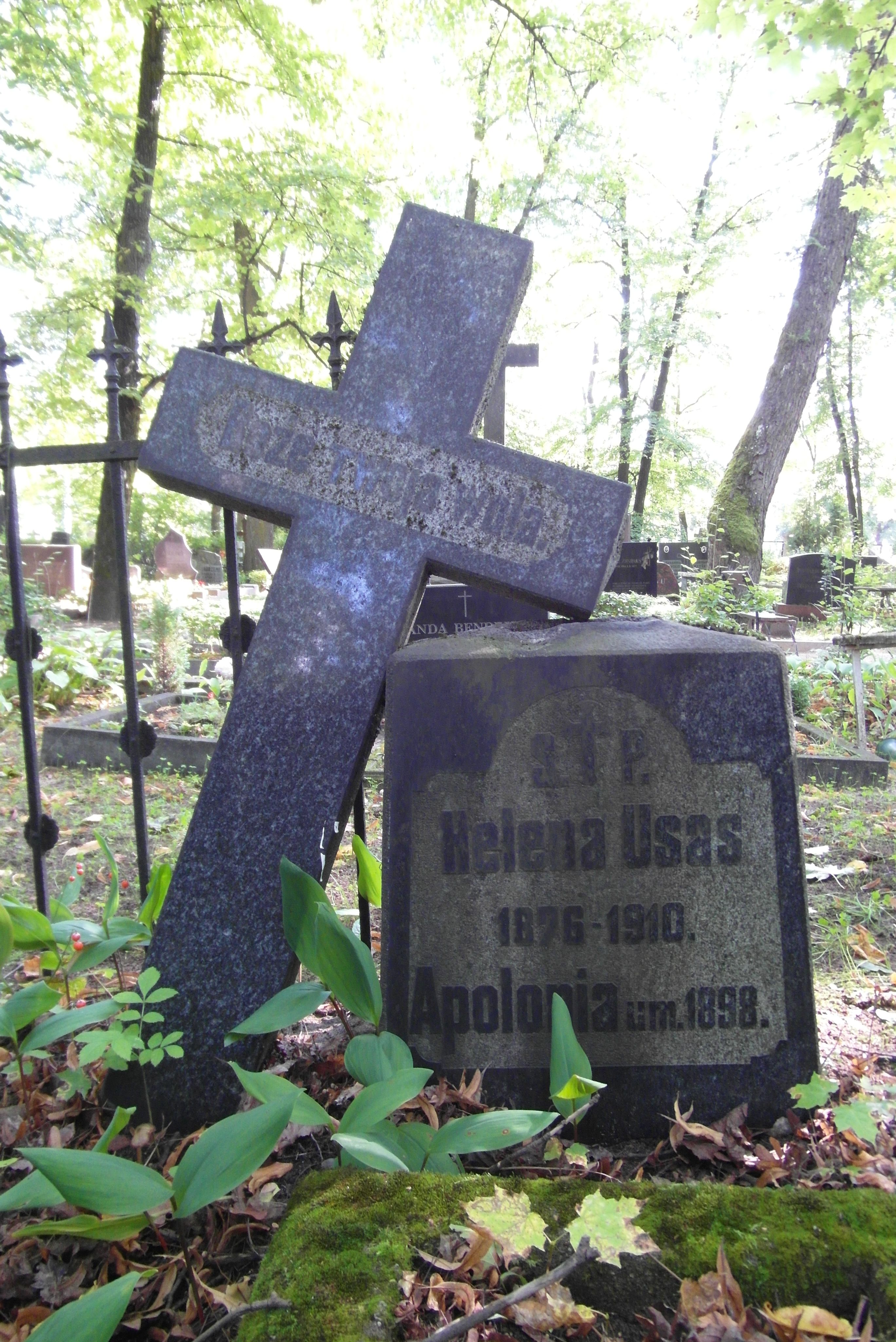 Tombstone of Apolonia, Helena Usas, St Michael's cemetery in Riga, as of 2021.