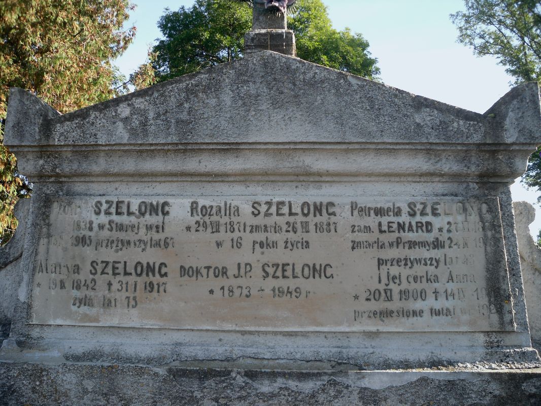 Fragment of the tomb of Anna and Petronela Lenard and the Szelong family, Ternopil cemetery, as of 2016.