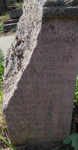 Inscription of the tombstone of the Keller family, Ternopil cemetery, as of 2016