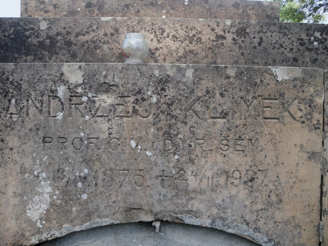 Fragment grobowca Andrzeja Klimka, cmentarz w Tarnopolu, stan z 2016 r.