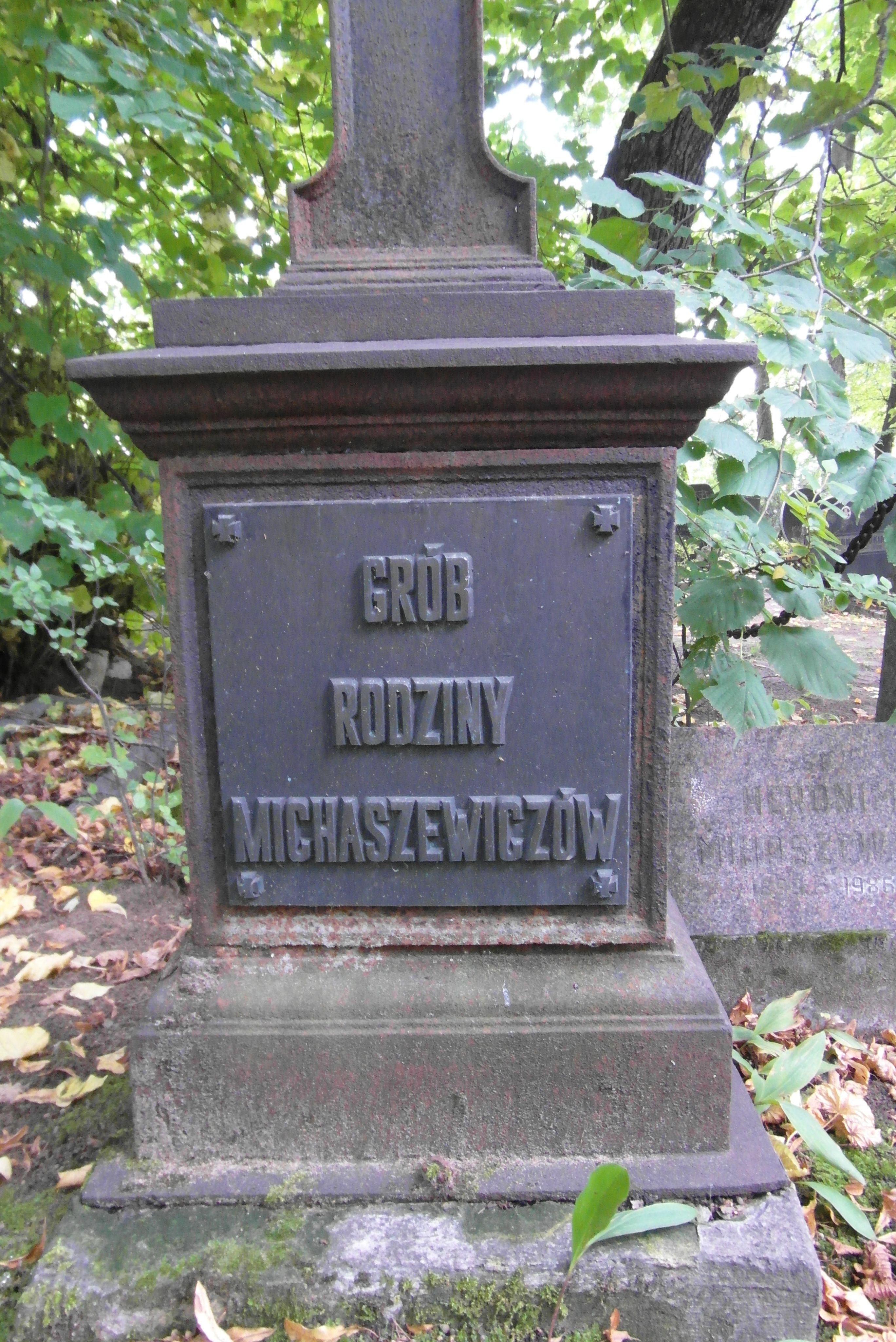 Inscription from the tombstone of the Mikhasevich family, St Michael's cemetery in Riga, as of 2021.