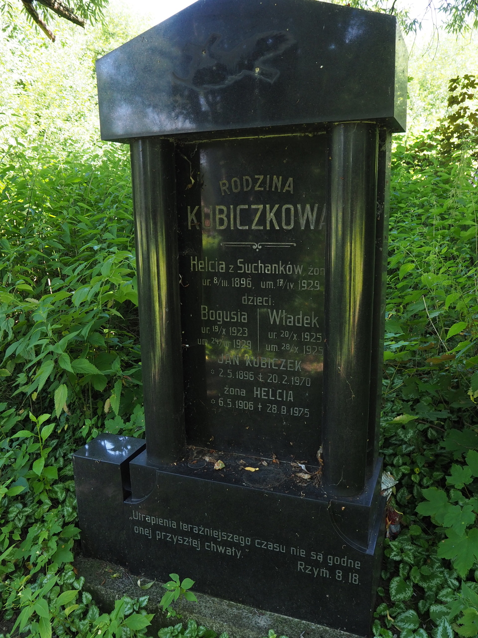 Fragment of the tomb of the Kubiczkova family, Karviná Mexico cemetery, state of 2022