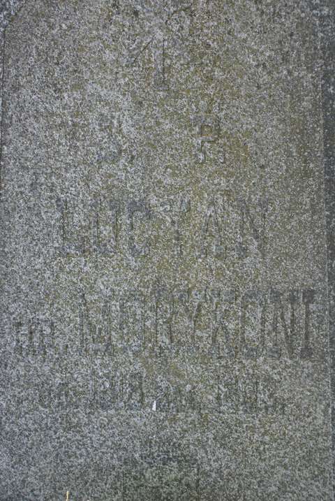 Fragment of the tombstone of Antoni Moriconi, Ross Cemetery in Vilnius, as of 2013.