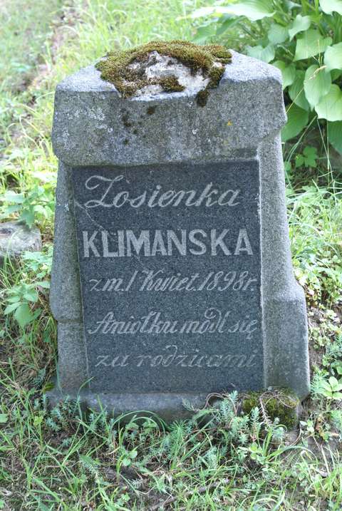 Nagrobek Zofii Klimanskiej, cmentarz na Rossie w Wilnie, stan z 2013 r.
