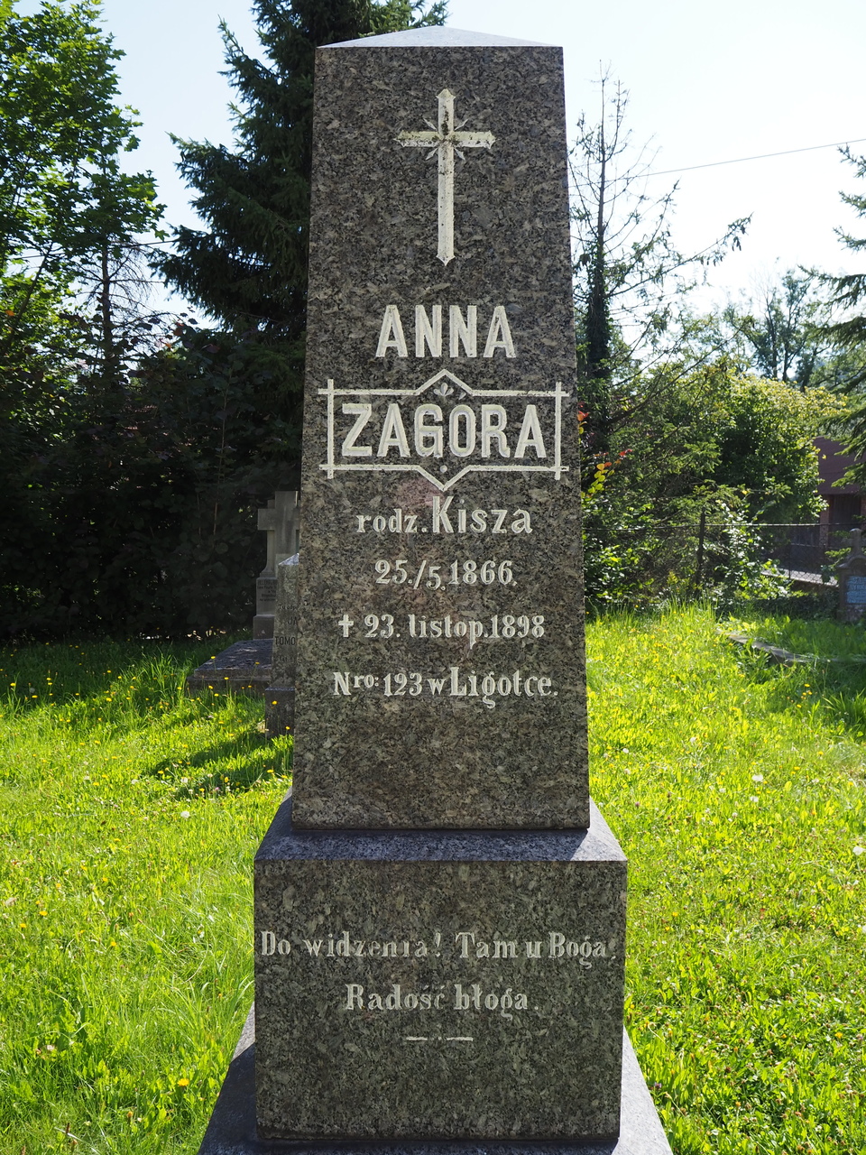 Fragment of Anna Zagóra's gravestone, cemetery in Ligotka Kameralna, state from 2022